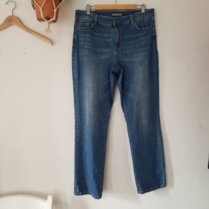 Garnet Hill Organic Cotton High Rise Straight leg Relaxed Jeans 32 Sustainable